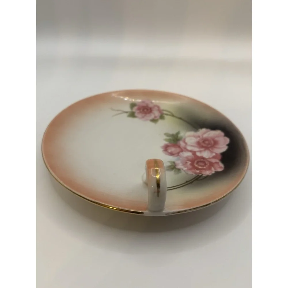 Lot of 3 Vintage Plates Made In Germany Floral Design Gold Trim Antique Flowers